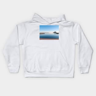 Landmark Mount Maunganui on horizon across Tauranga harbour Kids Hoodie